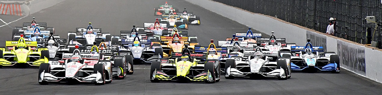 indy cars racing to through the start line Dayton