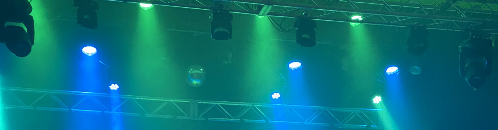 blue and green theater stage lights Dayton